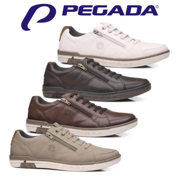 Sapatênis Pegada Masculino Couro Original Calce Fácil Zíper